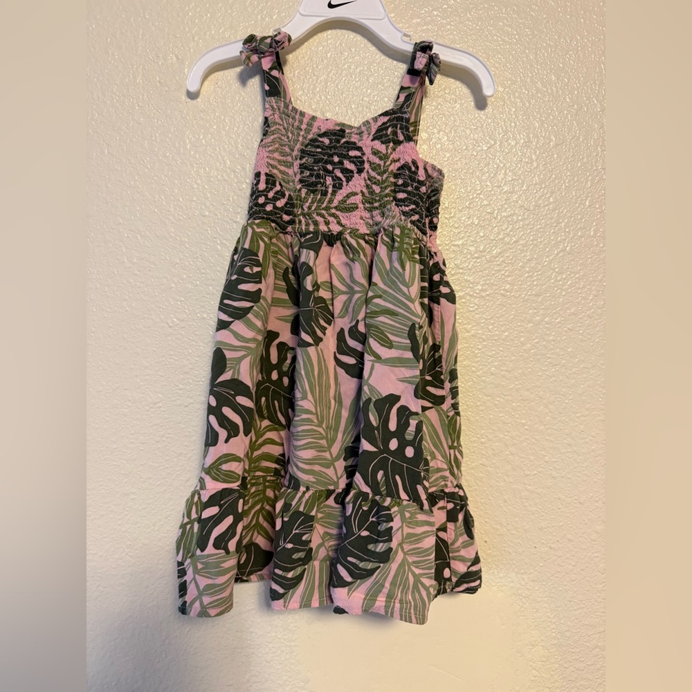 The Children's Place Pink and Green Leaf Print Dress